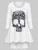 Skull Print High Low Tee and Cutout Twist Skinny Leggings Plus Size Outfit -  