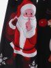 Robe de Noël Imprimée à Epaule Dénudée de Grande Taille à Volants - Rouge 1X