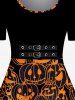 Robe D'Halloween Vintage Ligne A à Imprimé 3D Citrouille - Orange S | US 8