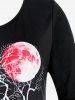Plus Size Lace Hem Halloween Skull Moon Curved Hem Tee -  