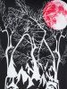 T-shirt d'Halloween Crâne Lune en Dentelle à Ourlet Courbe Grande Taille - Noir 4X
