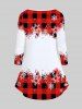Plus Size Snowman Plaid Print Christmas Graphic T-shirt -  