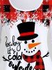T-shirt de Noël Graphique Bonhomme de Neige à Carreaux de Grande Taille - Rouge 2X | US 18-20