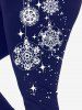 Legging de Noël Moulant à Imprimé Flocon de Neige de Grande Taille - Bleu profond 3X | US 22-24