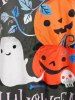Halloween Raglan Sleeve Pumpkin Ghost Print Tee -  