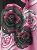 Plus Size Colorblock Rose Heart Print Valentines T-shirt -  