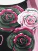 Plus Size Colorblock Rose Heart Print Valentines T-shirt -  