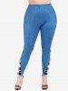 Plus Size Checked Panel Jeggings -  