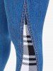 Plus Size Checked Panel Jeggings -  