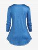 T-Shirt avec Empiècements à Carreaux et à Imprimé 3D Grande-Taille - Bleu profond L | US 12