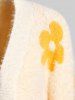 Plus Size Flower Drop Shoulder Open Front Short Mohair Cardigan -  