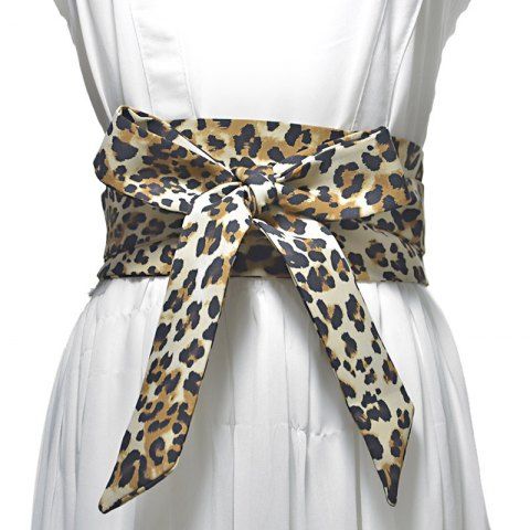 Animal Leopard Print Self Tie Silk Wide Corset Belt