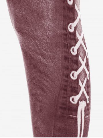 Plus Size High Waist 3D Denim Print Skinny Jeggings