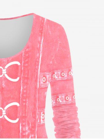 Plus Size 3D Print Long Sleeve Tee