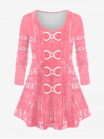 Plus Size 3D Print Long Sleeve Tee