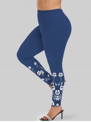 Plus Size Floral Print Leggings -  