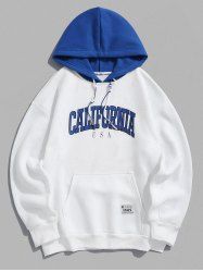 Colorblock Hooded Letter CALIFORNIA Pattern Hoodie -  