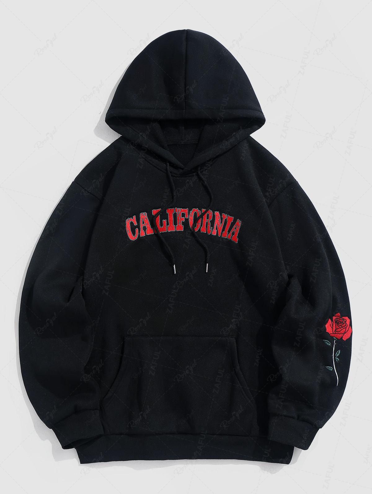 Affordable Rose Print Fleece Lining Hoodie  