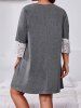 Plus Size Colorblock Lace Panel A Line Sleep Mini Dress -  