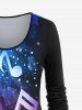 Plus Size Colorful Musical Note Print Long Sleeve T-shirt -  