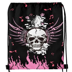 Gothic Flame Skull Drawstring Backpack