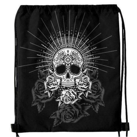Gothic Vintage Skull Rose Drawstring Backpack