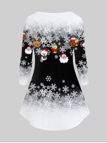 Plus Size Christmas Snowflake Print T-shirt