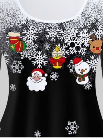 Plus Size Christmas Snowflake Print T-shirt