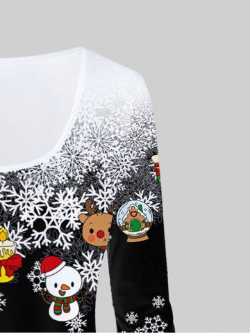 Plus Size Christmas Snowflake Print T-shirt