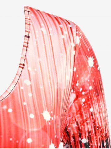 Plus Size 3D Sparkles Pinstripes Printed Short Sleeves Tee