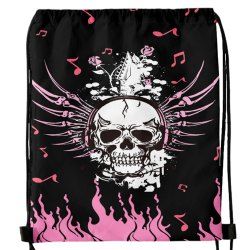 Gothic Flame Skull Drawstring Backpack -  