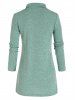 Sweat-shirt en Tricot Embelli de Zip à Manches Longues - Vert profond 2XL