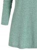 Sweat-shirt en Tricot Embelli de Zip à Manches Longues - Vert profond 2XL