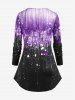 Plus Size 3D Sparkles Pinstripes Printed Short Sleeves Tee -  