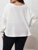 Plus Size Drop Sleeve Boat Neck Knit Top -  