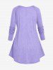 Plus Size Buckle Raglan Sleeve Cutout Jersey Tee -  