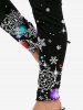 Plus Size Christmas 3D Sparkles Snowflake Printed Skinny Leggings -  