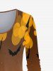 Halloween Pumpkin Bat 3D Sparkles Printed Long Sleeves Tee -  