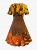 Robe D'Halloween Vintage Linge A à Imprimé Citrouille Cadeau et Chauve-souris - café 
