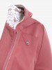 Manteau à Capuche Zippé Panneau en Dentelle de Grande Taille à Cordon - Rose clair L | US 12