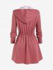 Manteau à Capuche Zippé Panneau en Dentelle de Grande Taille à Cordon - Rose clair 4X | US 26-28