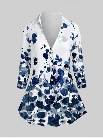 Camisa Talla Extra Manga Larga Estampado Tinta - BLUE - 5X | US 30-32