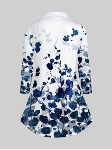 Plus Size Ink Printing Long Sleeves Shirt