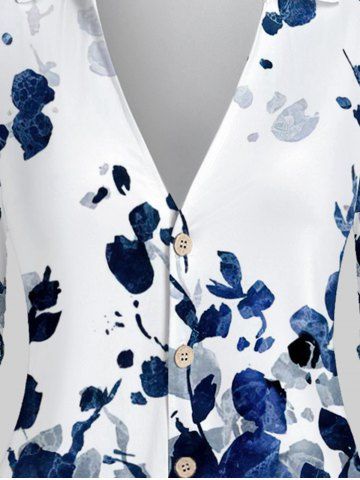 Plus Size Ink Printing Long Sleeves Shirt