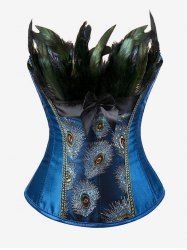 Plus Size Feather Decor Embroidery Overbust Corset -  