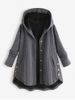 Plus Size Hooded Textured High Low Coat -  