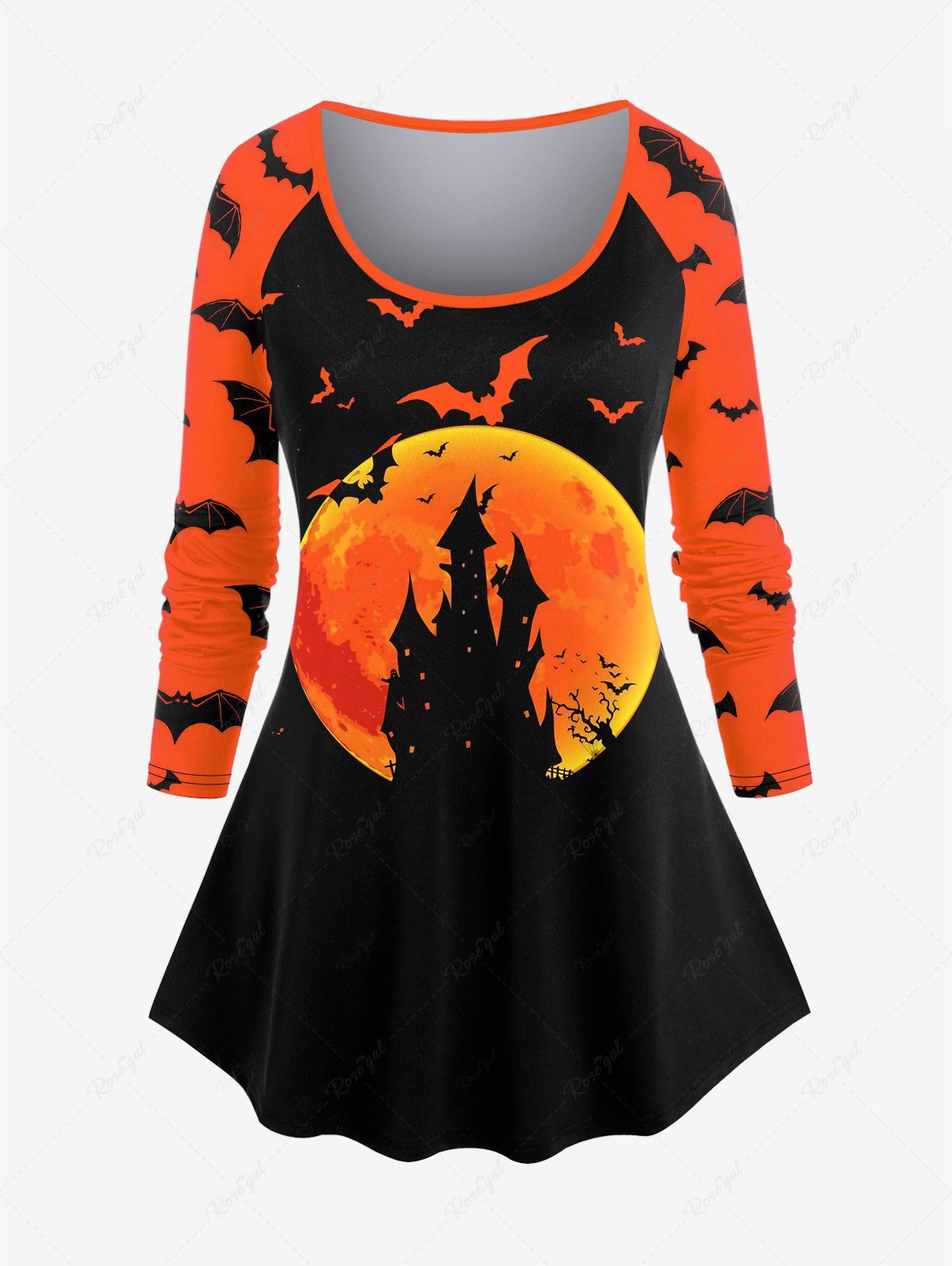 New Halloween Bat Castle Graphic Raglan Sleeve T-shirt  