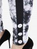 Ensemble de T-shirt Grande Taille Teinté et Legging à Imprimé 3D Denim - Noir 