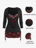 Plus Size Ripped Cinched Sides Plaid 2 in 1 Tee -  