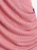 T-shirt Drapé Chaîne Superposé de Grande Taille avec Trou de Serrure - Rose clair 1x | US 14-16